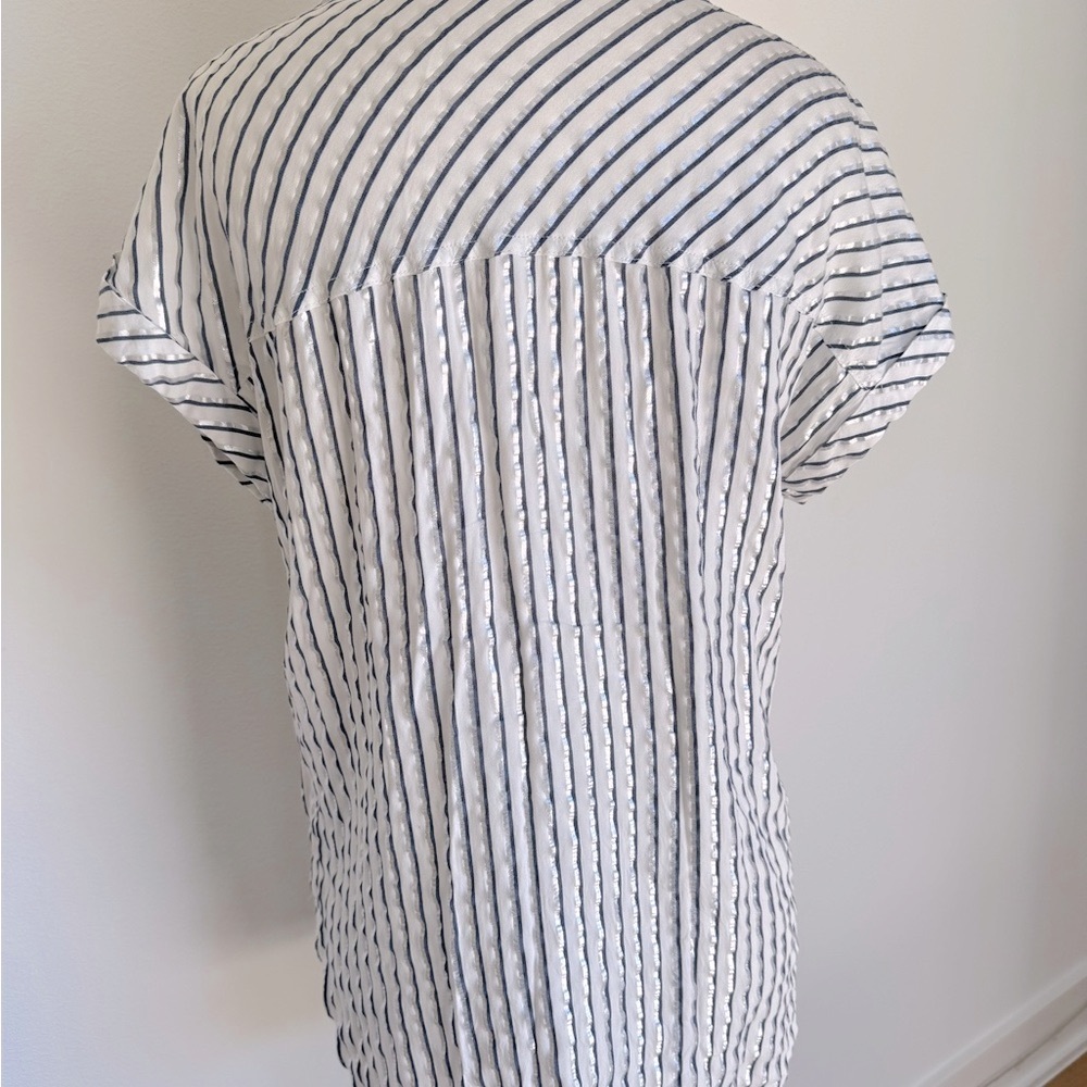 Lovestitch Striped Short Sleeve Button-Up Shirt- Large - Picture 3 of 6